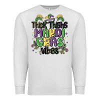 Oatmeal Heather thick thighs mardi gras vibes Premium Sweatshirt - MaliasSmallBusiness