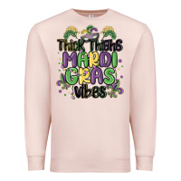 Pale Pink thick thighs mardi gras vibes Premium Sweatshirt - MaliasSmallBusiness