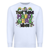 White thick thighs mardi gras vibes Premium Sweatshirt - MaliasSmallBusiness