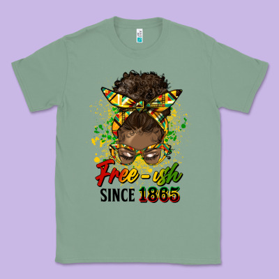 Free Ish Since 1865 Afro Messy Bun Classic Tee Designed By Hra Design Shop