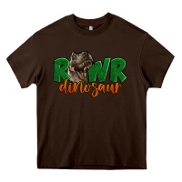 Chocolate Brown Rawr Dinosaur Heavy Core Tee - LillyAllenDesigns