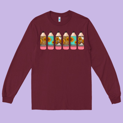 Western Teacher Pencils 16oz Libbey Glass Long Sleeve Tee Designed By Hra Design Shop