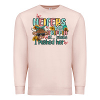 Pale Pink heifers be trippin' Premium Sweatshirt - MaliasSmallBusiness