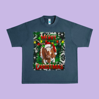 Merry Christmas Longhorn Cow Urban Heavy Tee Designed By Ranaportraitstore