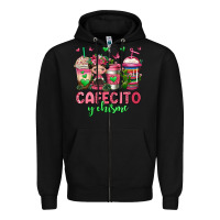 Black cafecito y chisme coffee cups Zipper Hoodie - Jasminsmagicworld