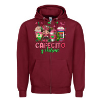 Burgundy cafecito y chisme coffee cups Zipper Hoodie - Jasminsmagicworld