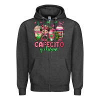 Charcoal Heather cafecito y chisme coffee cups Zipper Hoodie - Jasminsmagicworld