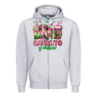 Heather Grey cafecito y chisme coffee cups Zipper Hoodie - Jasminsmagicworld