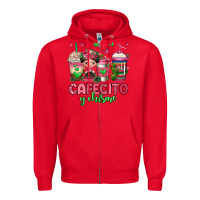 Red cafecito y chisme coffee cups Zipper Hoodie - Jasminsmagicworld