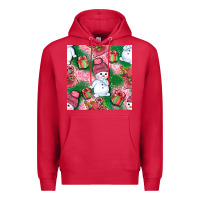 Cardinal cute snowman and gift box with leopard seamless pattern bbs Premium Hoodie - BundleAndBundleShop