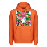 Carrot cute snowman and gift box with leopard seamless pattern bbs Premium Hoodie - BundleAndBundleShop