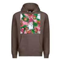 Coffee cute snowman and gift box with leopard seamless pattern bbs Premium Hoodie - BundleAndBundleShop