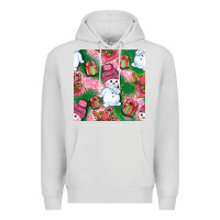 Dove Grey cute snowman and gift box with leopard seamless pattern bbs Premium Hoodie - BundleAndBundleShop