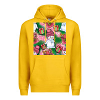 Lemon cute snowman and gift box with leopard seamless pattern bbs Premium Hoodie - BundleAndBundleShop