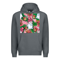Rock cute snowman and gift box with leopard seamless pattern bbs Premium Hoodie - BundleAndBundleShop
