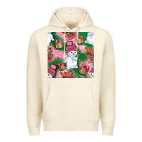 Sandshell cute snowman and gift box with leopard seamless pattern bbs Premium Hoodie - BundleAndBundleShop