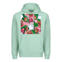 Seafoam cute snowman and gift box with leopard seamless pattern bbs Premium Hoodie - BundleAndBundleShop