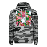 Slate Camo cute snowman and gift box with leopard seamless pattern bbs Premium Hoodie - BundleAndBundleShop