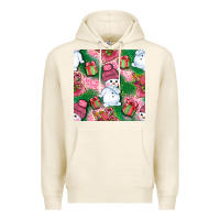 Tofu cute snowman and gift box with leopard seamless pattern bbs Premium Hoodie - BundleAndBundleShop