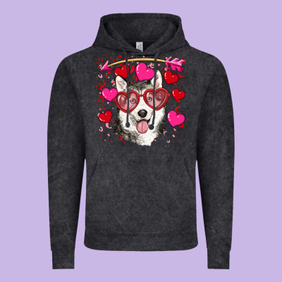 Vintage Hoodie Valentine's day husky