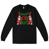 Black Naughty or nice christmas elfs Long Sleeve Tee - FaDigitalArtStudio