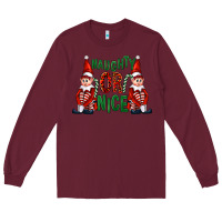Burgundy Naughty or nice christmas elfs Long Sleeve Tee - FaDigitalArtStudio
