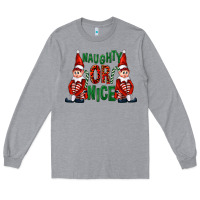Heather Grey Naughty or nice christmas elfs Long Sleeve Tee - FaDigitalArtStudio