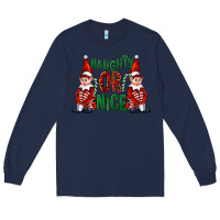 Navy Naughty or nice christmas elfs Long Sleeve Tee - FaDigitalArtStudio