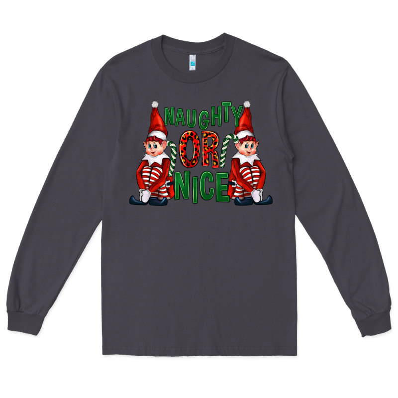 Naughty Or Nice Christmas Elfs Long Sleeve Tee by FaDigitalArtStudio | Teevron