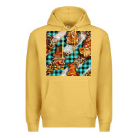 Antique Gold thanksgiving gnomies with leopard and tartan seamless pattern bbs Premium Hoodie - BundleAndBundleShop