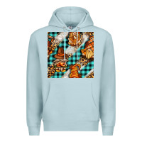 Blue Mist thanksgiving gnomies with leopard and tartan seamless pattern bbs Premium Hoodie - BundleAndBundleShop