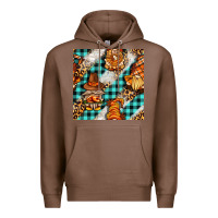 Chestnut thanksgiving gnomies with leopard and tartan seamless pattern bbs Premium Hoodie - BundleAndBundleShop