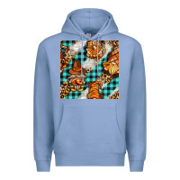 Colony Blue thanksgiving gnomies with leopard and tartan seamless pattern bbs Premium Hoodie - BundleAndBundleShop