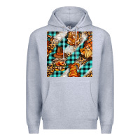 Heather Grey thanksgiving gnomies with leopard and tartan seamless pattern bbs Premium Hoodie - BundleAndBundleShop