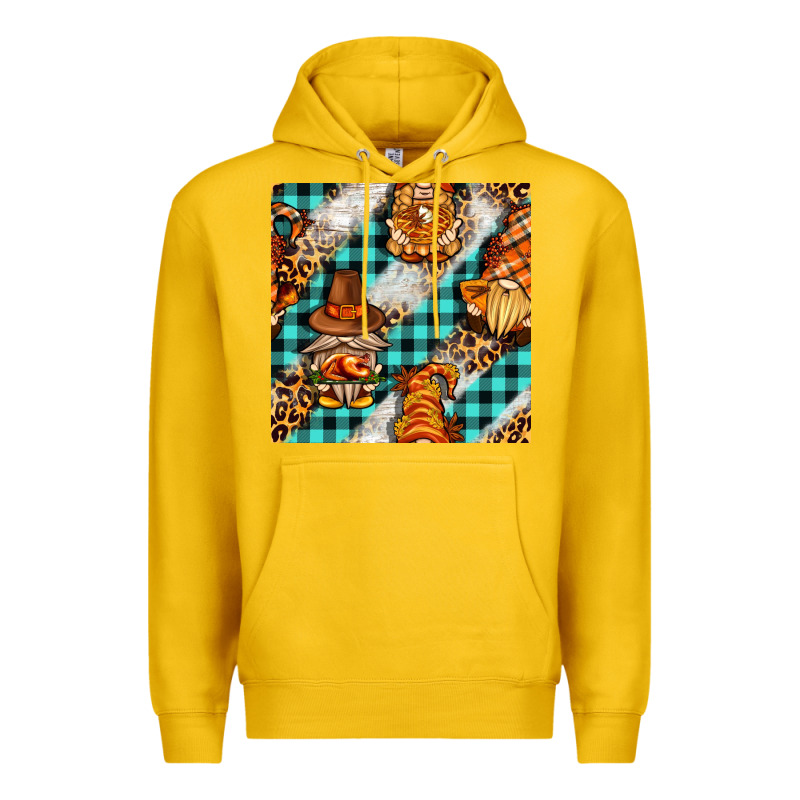 Thanksgiving Gnomies With Leopard And Tartan Seamless Pattern Bbs Premium Hoodie by BundleAndBundleShop | Teevron