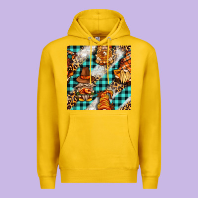 Thanksgiving Gnomies With Leopard And Tartan Seamless Pattern Bbs Premium Hoodie Designed By Bundleandbundleshop