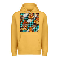 Mustard thanksgiving gnomies with leopard and tartan seamless pattern bbs Premium Hoodie - BundleAndBundleShop