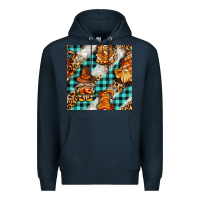 Navy thanksgiving gnomies with leopard and tartan seamless pattern bbs Premium Hoodie - BundleAndBundleShop