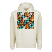 Oatmeal Heather thanksgiving gnomies with leopard and tartan seamless pattern bbs Premium Hoodie - BundleAndBundleShop
