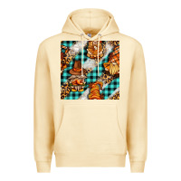 Pina Colada thanksgiving gnomies with leopard and tartan seamless pattern bbs Premium Hoodie - BundleAndBundleShop