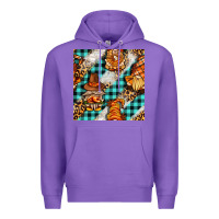 Purple thanksgiving gnomies with leopard and tartan seamless pattern bbs Premium Hoodie - BundleAndBundleShop