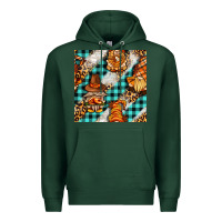 Sports Green thanksgiving gnomies with leopard and tartan seamless pattern bbs Premium Hoodie - BundleAndBundleShop