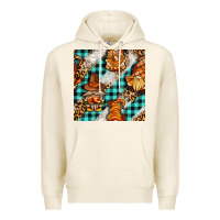 Tofu thanksgiving gnomies with leopard and tartan seamless pattern bbs Premium Hoodie - BundleAndBundleShop