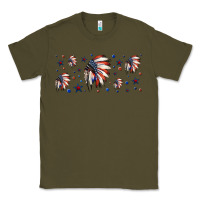 Army Green patriotic native American headdress 16oz libbey cup Classic Tee - HRA Design Shop