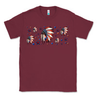 Burgundy patriotic native American headdress 16oz libbey cup Classic Tee - HRA Design Shop