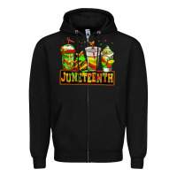 Black juneteenth afro coffee cups Zipper Hoodie - Jasminsmagicworld