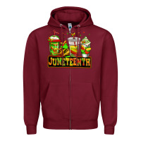 Burgundy juneteenth afro coffee cups Zipper Hoodie - Jasminsmagicworld