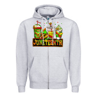 Heather Grey juneteenth afro coffee cups Zipper Hoodie - Jasminsmagicworld
