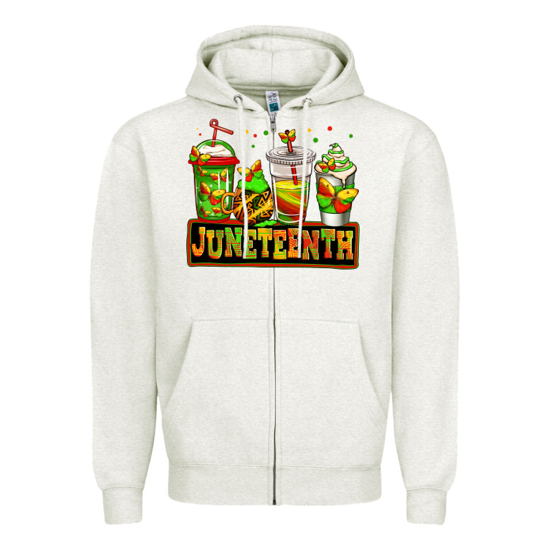 Juneteenth Afro Coffee Cups Zipper Hoodie by Jasminsmagicworld | Teevron