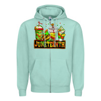 Seafoam juneteenth afro coffee cups Zipper Hoodie - Jasminsmagicworld